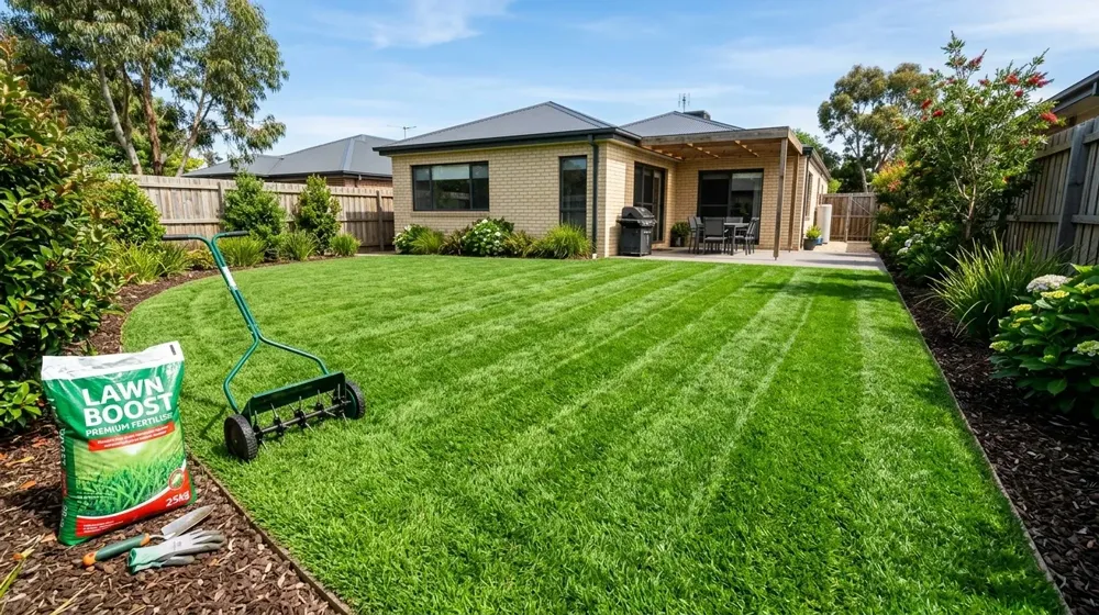 How to fix patchy lawn in South East Melbourne – lush healthy green striped lawn with sharp edging